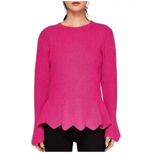 Ted Baker Bobbe London Peplum Sweater Pink Flared Top Cashmere Blend Womens S